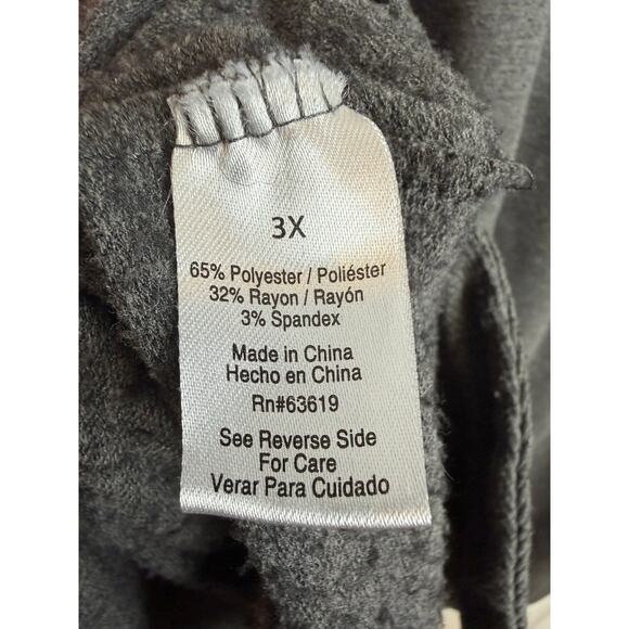 The Sweatshirt Project Womens 3X Dark Gray V-Neck Studded Cozy Lounge Sweatshirt - Picture 5 of 7